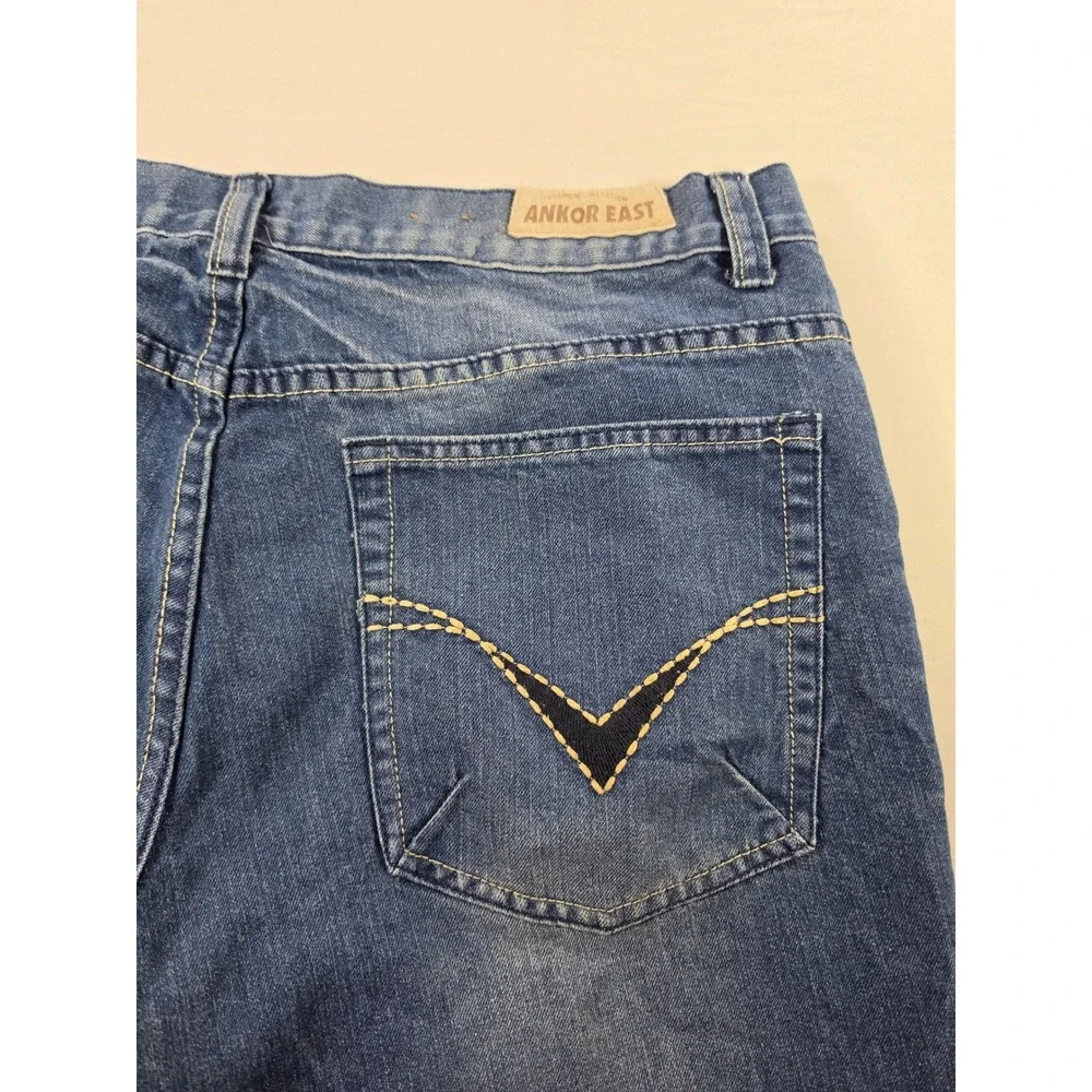Ankor East Mens Straight Leg Blue Denim Jeans Medium Wash 36x34